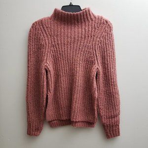 Leith Pink Sweater Mock Neck Long Sleeves